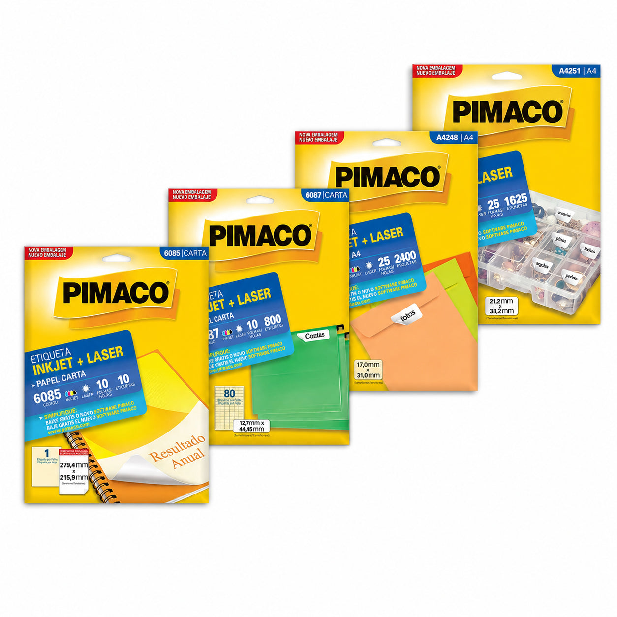 Etiqueta Adesiva Branca Inkjet e Laser A4 e Carta para Impressão - Pimaco