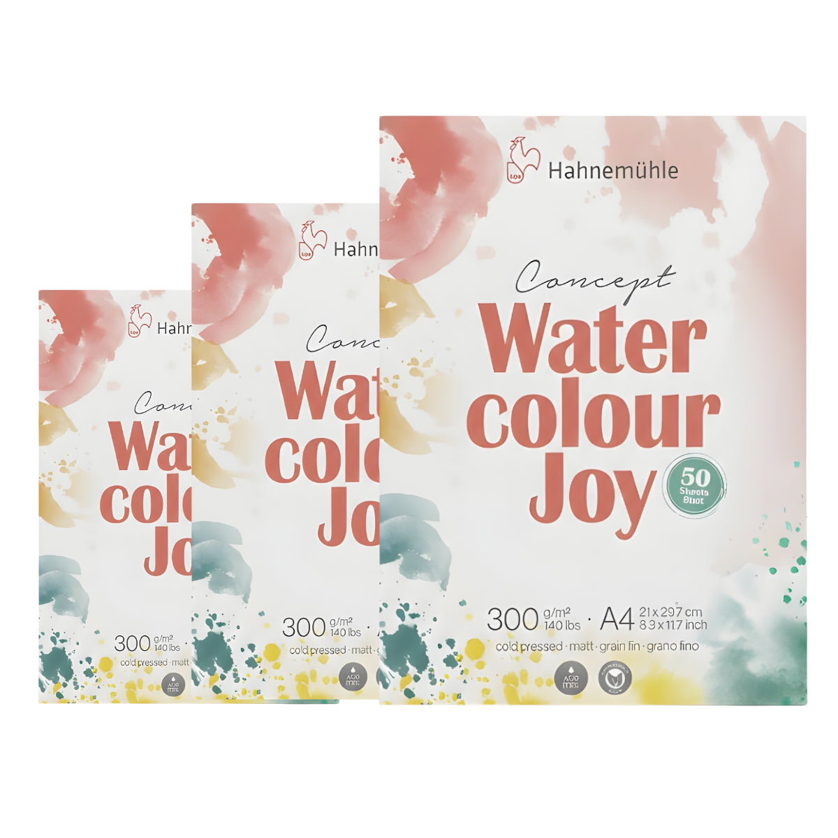 Bloco Papel para Aquarela Concept Watercolour Joy Textura Fina 300g/m² com 50 Folhas - Hahnemühle