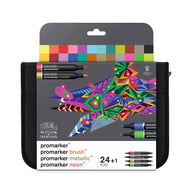 Estojo de Marcadores Promarker Mixed Marker Set com 24 Cores e Carteira para Ilustração e Design 0290037 - Winsor & Newton
