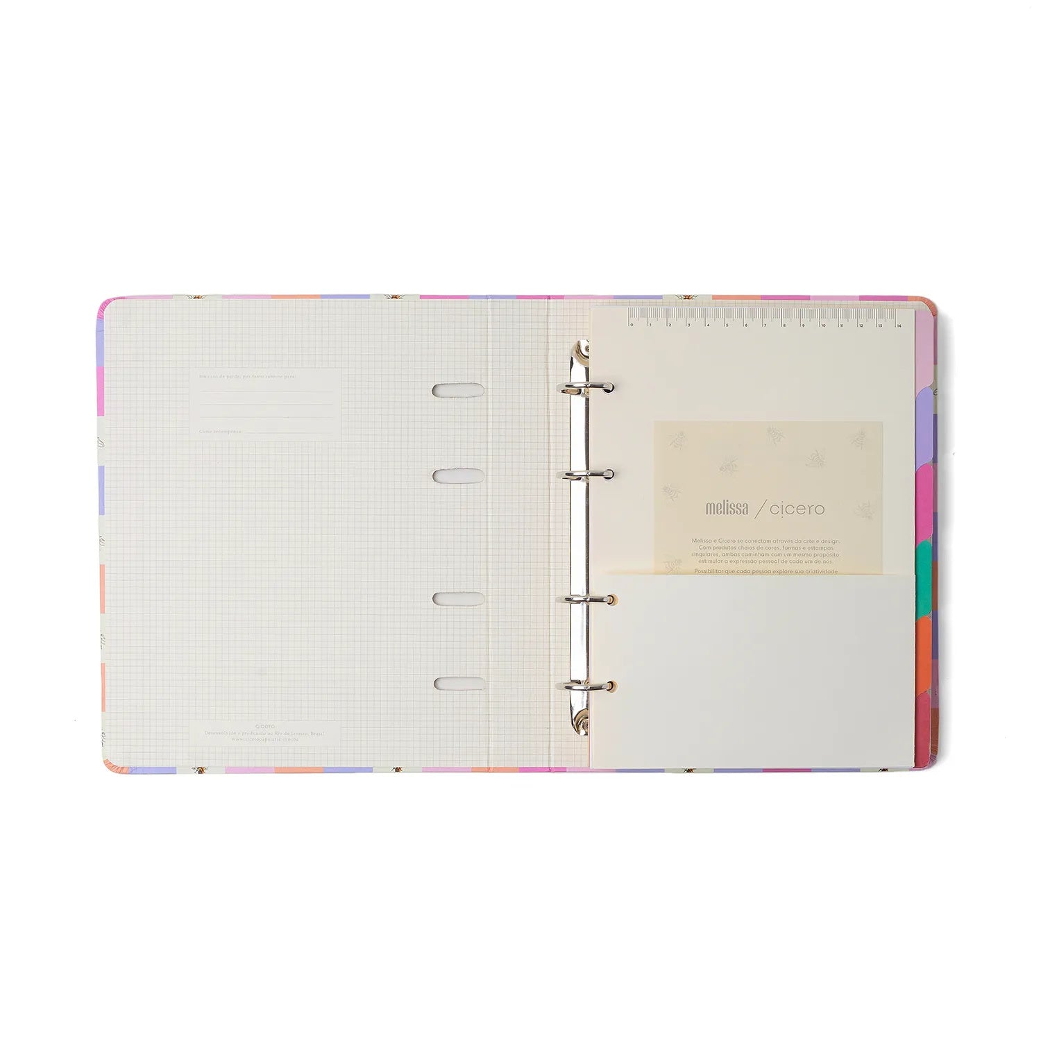 Caderno Criativo Argolado Pautado Melissa Mini Bloomy Chocolate 17x24cm 80g/m² com 100 Folhas para Estudos, Projetos e Organização - Cícero