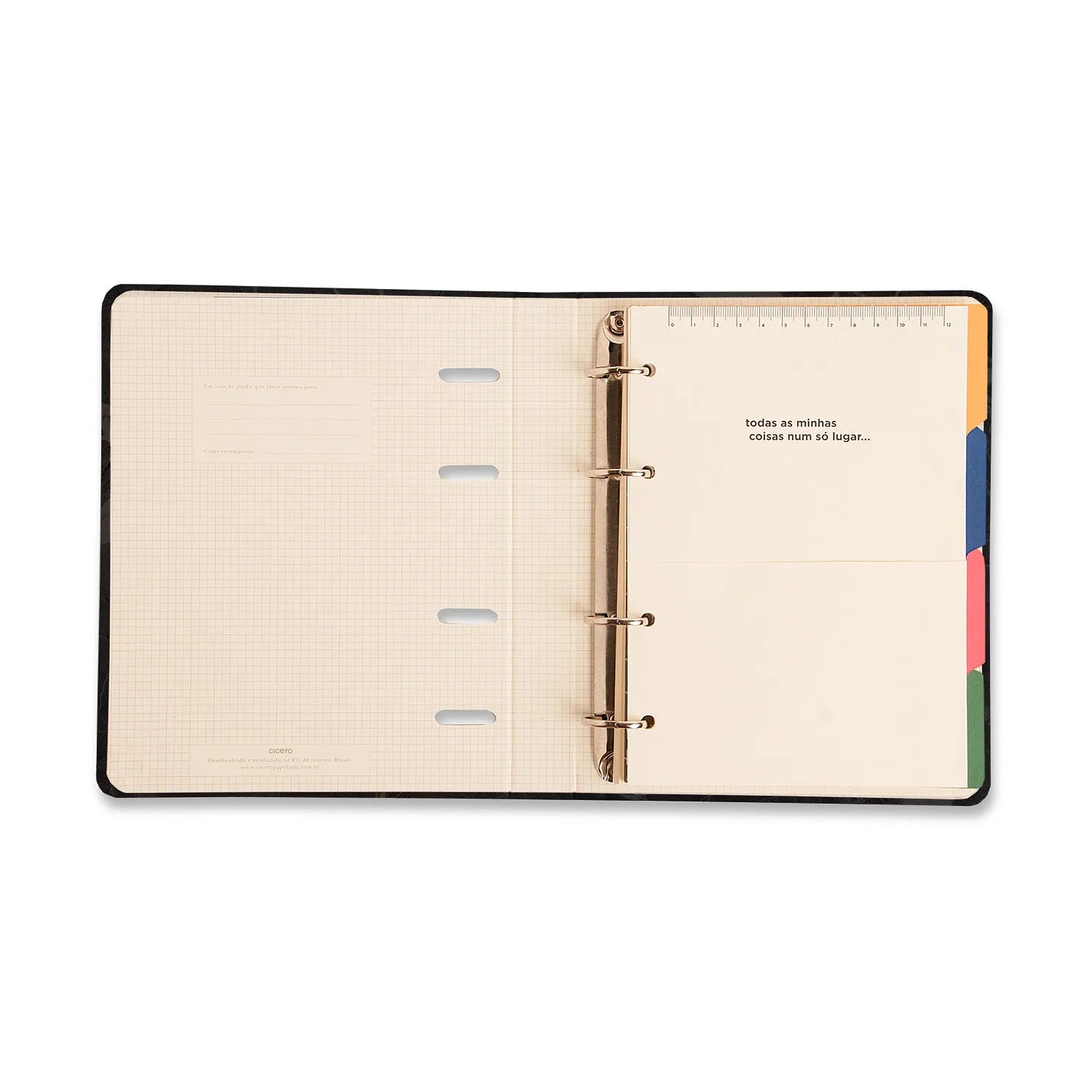Caderno Criativo Argolado Office Duo Veredas Marrom A5 80g/m² com 80 Folhas para Anotações, Planejamento e Organização - Cícero