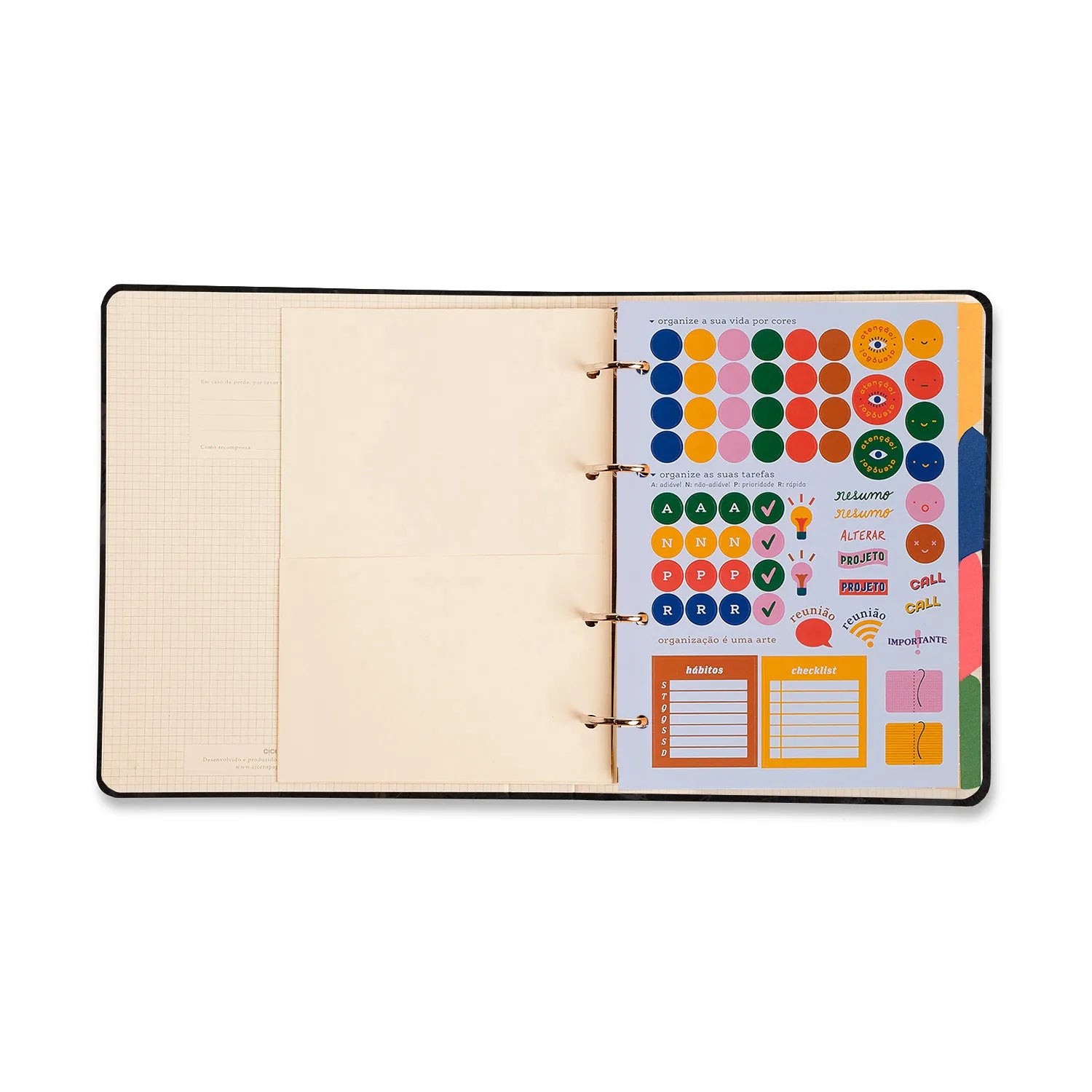 Caderno Criativo Argolado Office Duo Veredas Marrom A5 80g/m² com 80 Folhas para Anotações, Planejamento e Organização - Cícero