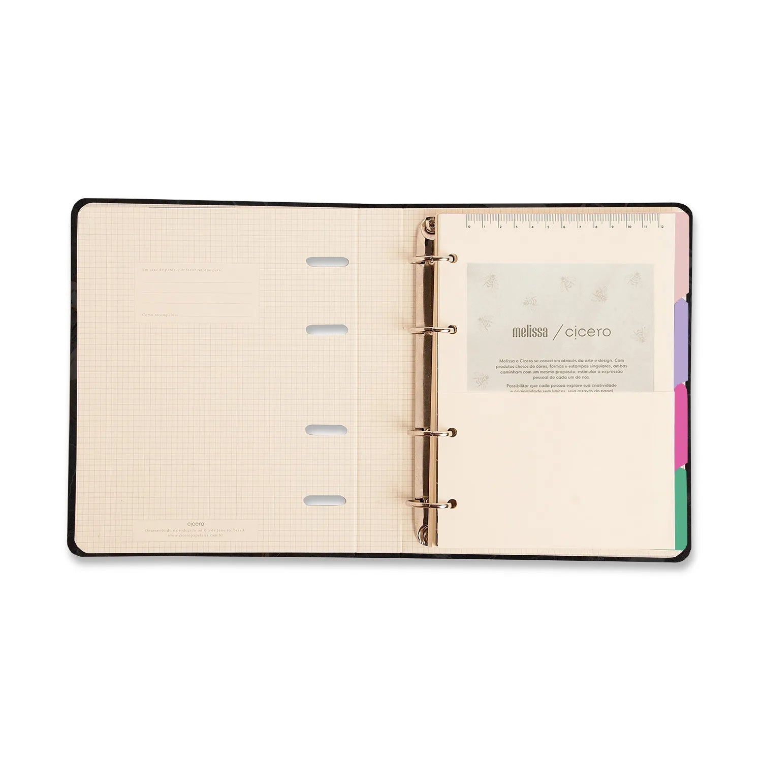 Caderno Criativo Argolado Office Duo Melissa Mini Bloomy Manteiga A5 80g/m² com 80 Folhas para Anotações, Planejamento e Organização - Cícero