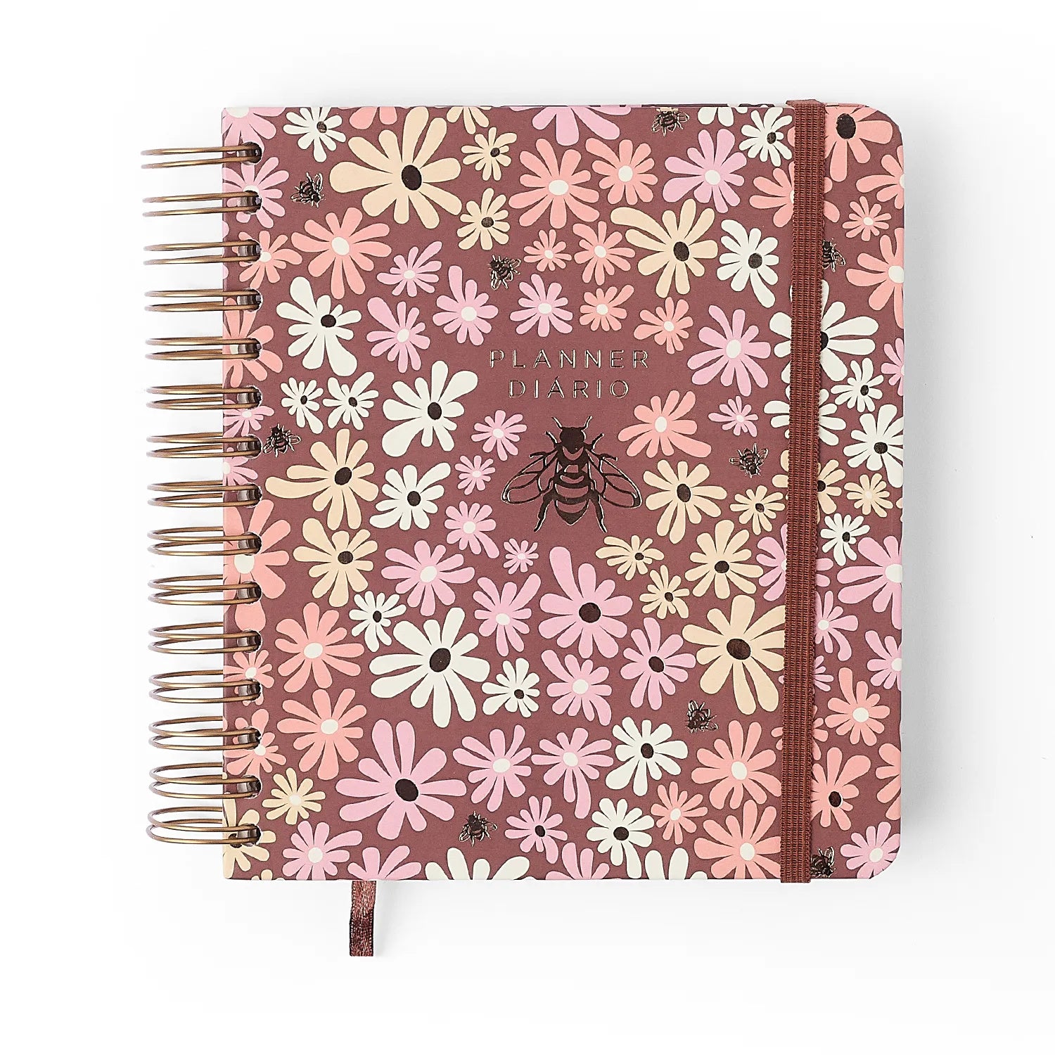 Agenda Planner Permanente Wire-o Diário Melissa Mini Bloomy Chocolate 17x19,5cm 80g/m² para Planejamento e Organização - Cícero