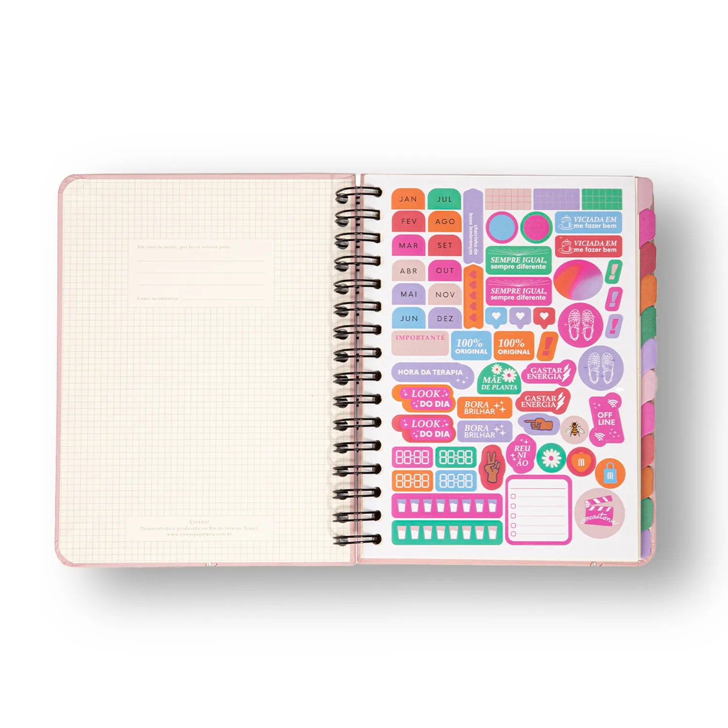 Planner Permanente Semanal Notas Wire-o Melissa Mini Bloomy Manteiga A5 80g/m² para Planejamento e Organização - Cícero
