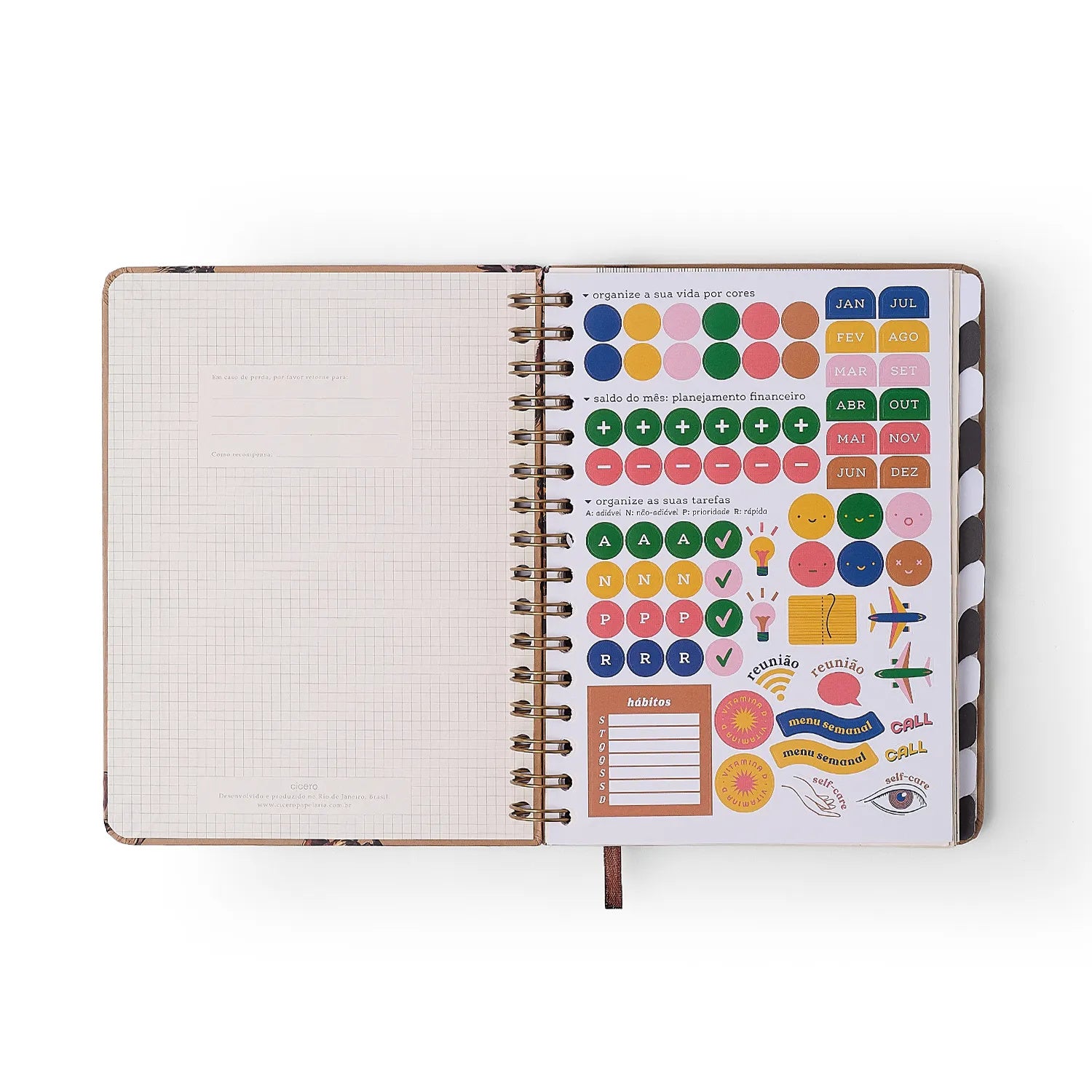 Planner Permanente Semanal Notas Wire-o Haras Selaria Off White A5 80g/m² para Planejamento e Organização - Cícero