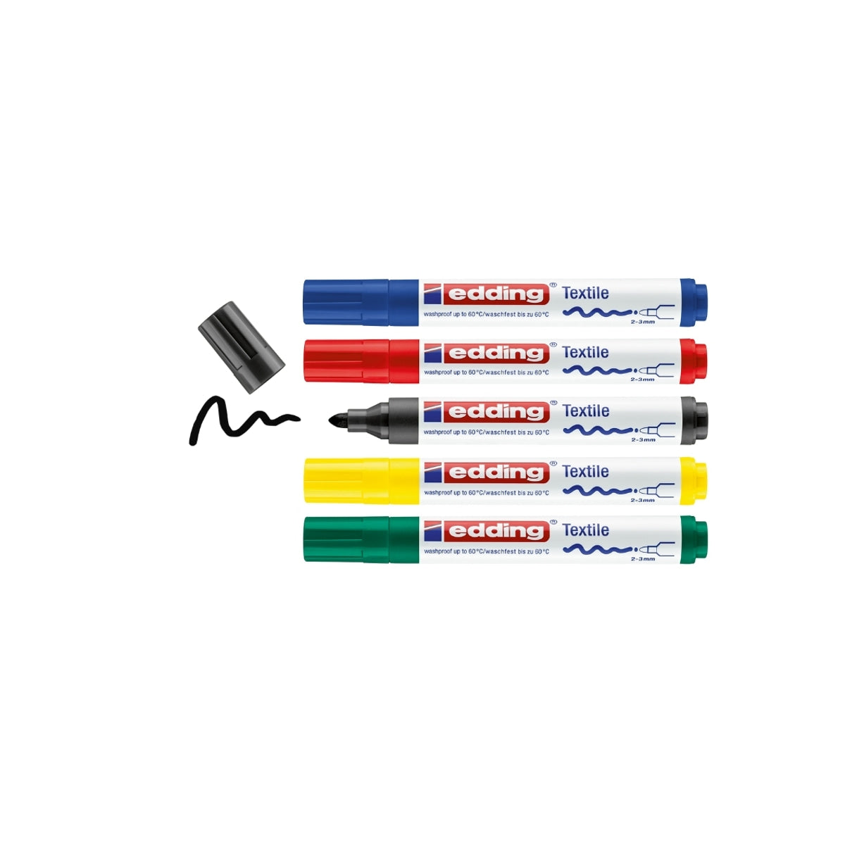 Estojo com 5 Canetas para Tecido 4500 Cores Básicas 2-3mm para Personalização E-4500-5-999 - Edding