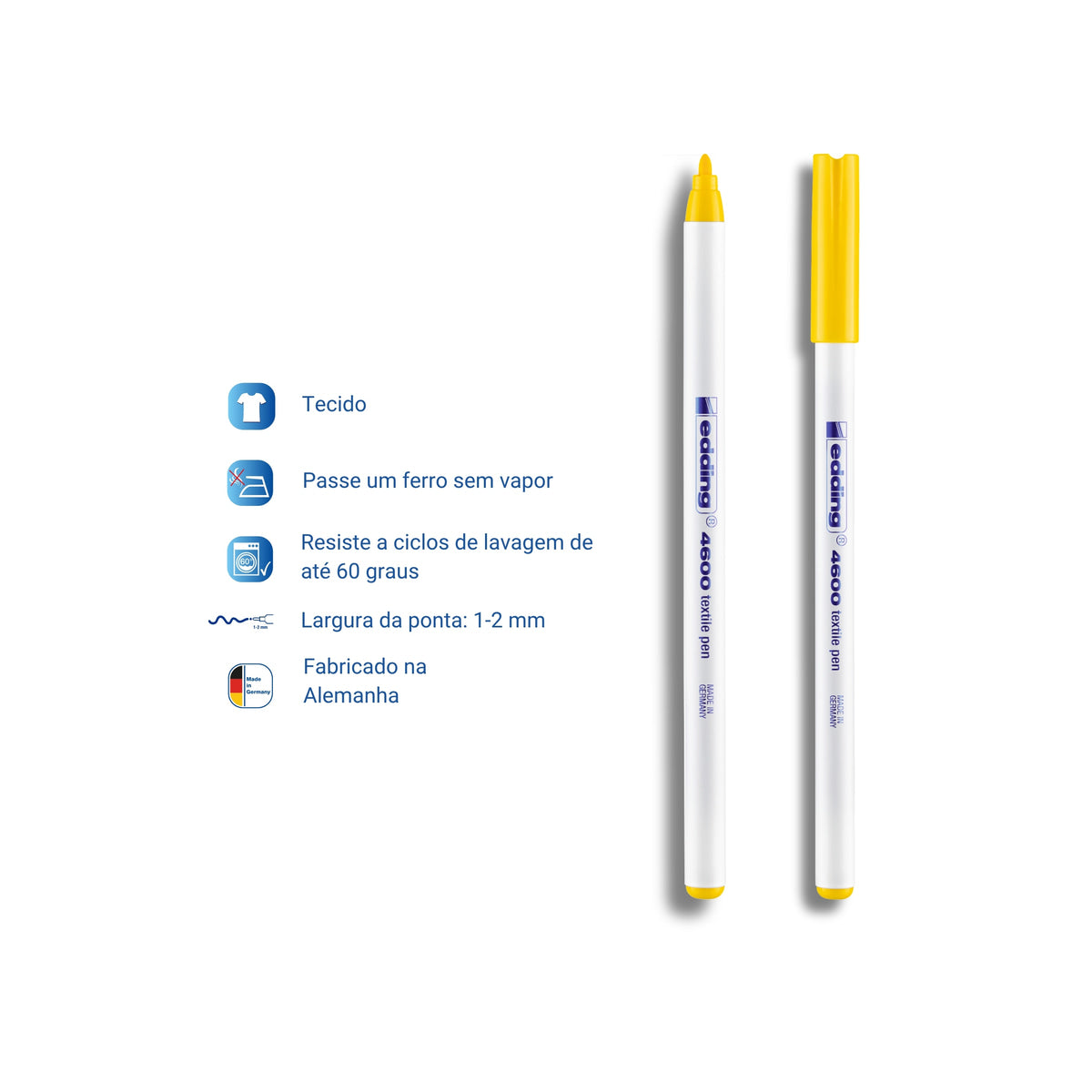 Estojo com 5 Canetas para Tecido 4600 Cores Básicas 1mm para Personalização E-4600-5-999 - Edding