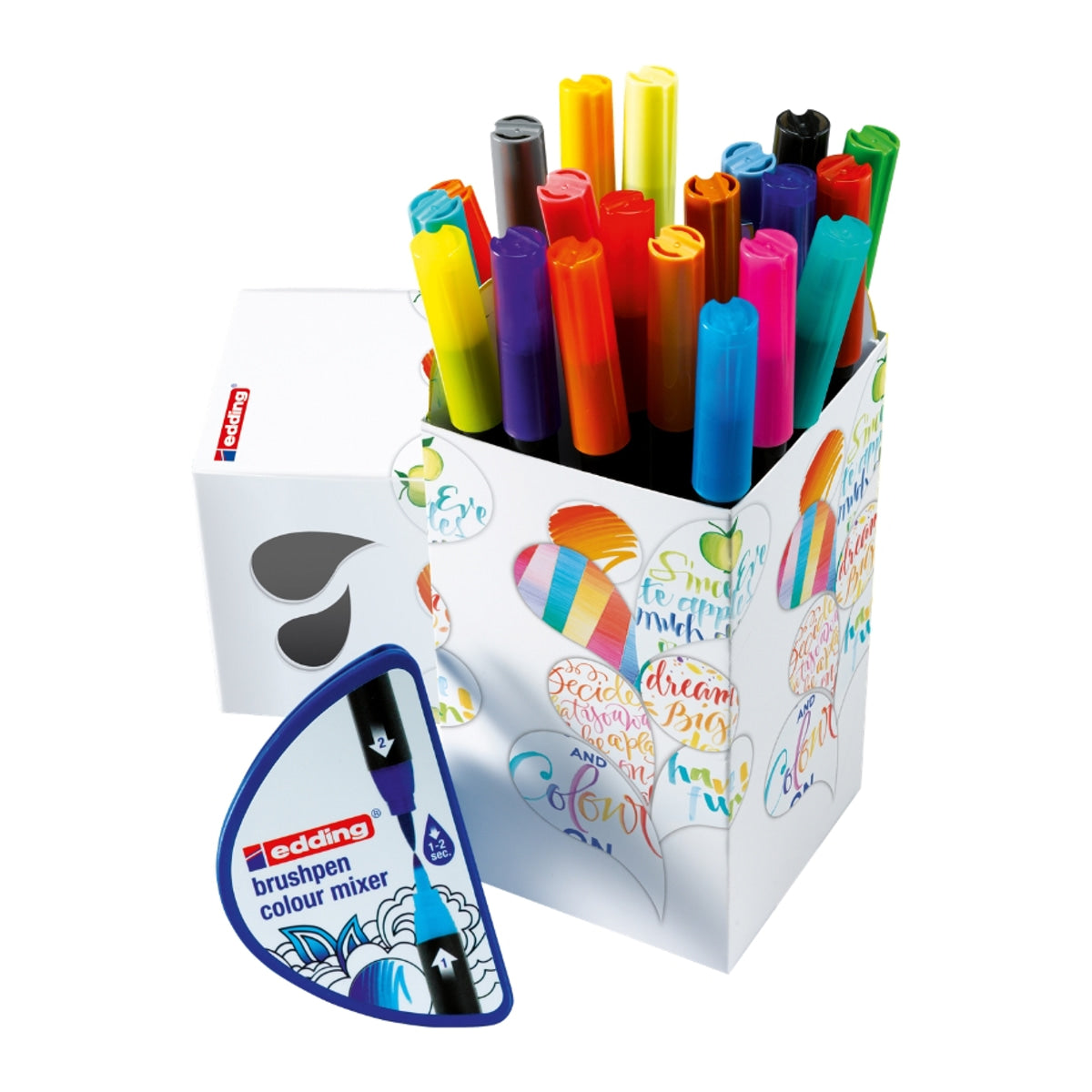 Estojo Colour Happy com 20 Canetas Pincel 1340 e Misturador 1-3mm para Lettering E-1340-21-999 - Edding