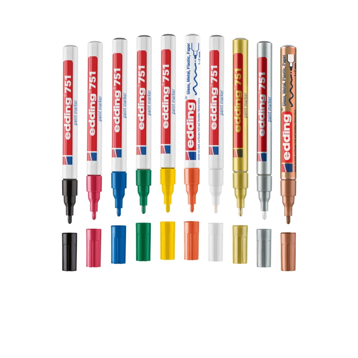 Marcador Permanente 751 Ponta Fina 1-2mm para Detalhes em Metal, Vidro e Plástico - Edding