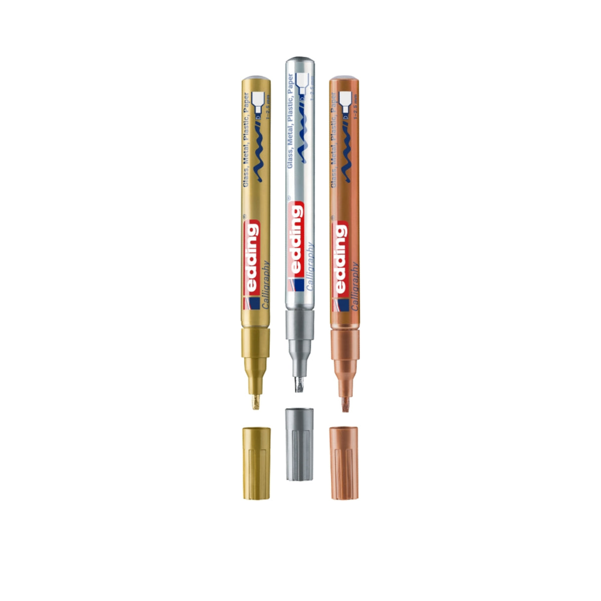 Marcador Permanente Caligráfico 753 Metálico 1-2,5mm para Vidro e Metal - Edding