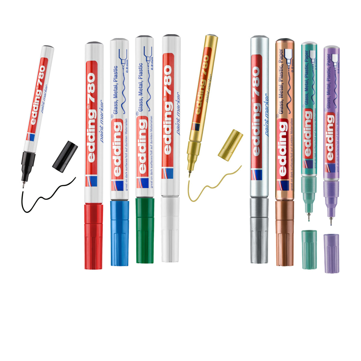 Marcador Permanente 780 Ponta Extrafina 0,8mm para Metal, Vidro e Plástico - Edding