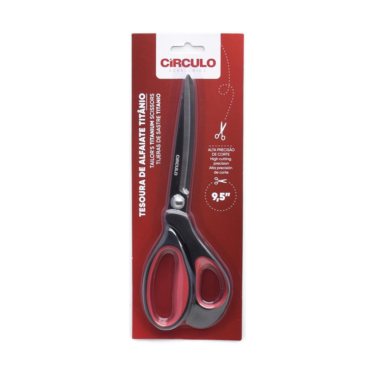 Tesoura de Alfaiate com Revestimento de Titânio 23,8cm para Corte de Tecidos e Costura - Círculo