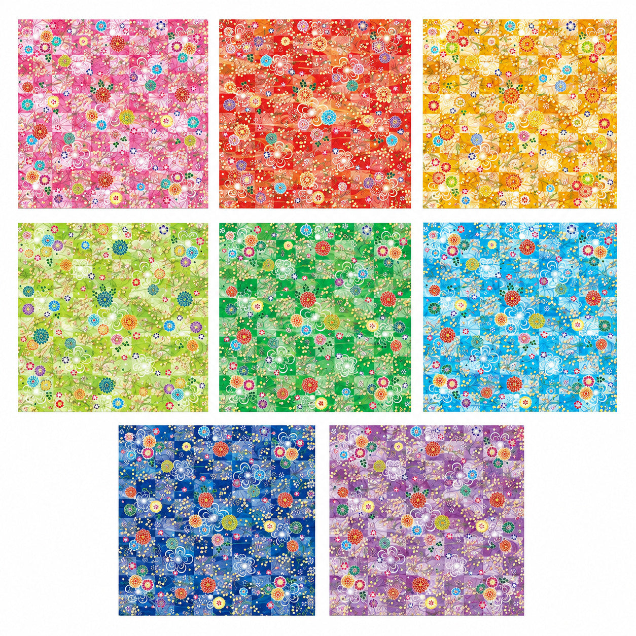 Papel para Origami Toyo Yuzen Chiyogami Hanakaren 15x15cm 32 Folhas 010028 - Miwa