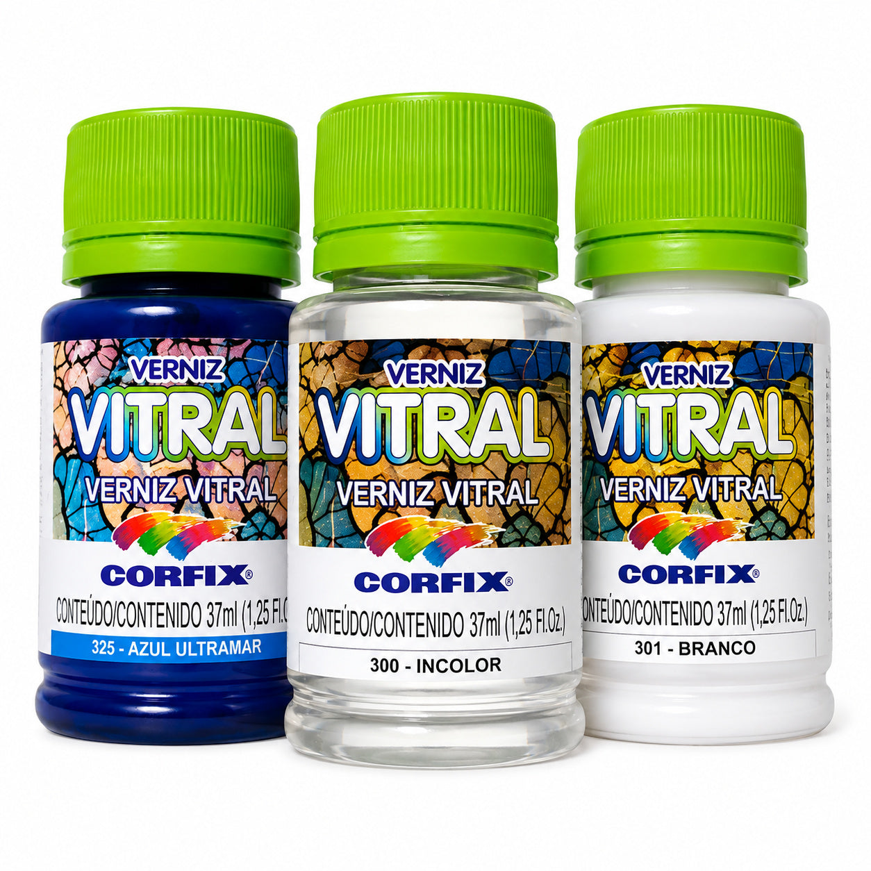 Verniz Vitral 37ml para Vidro Cerâmica Porcelana e Artesanato - Corfix
