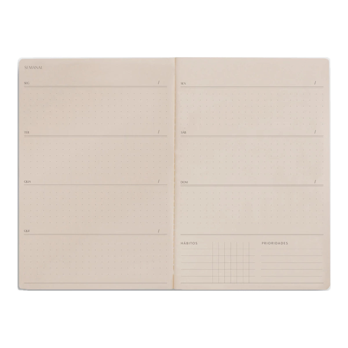 Planner Semanal Atemporal Pontilhado 13,5x20cm 12 Meses Clematites Brancas - Folk Books