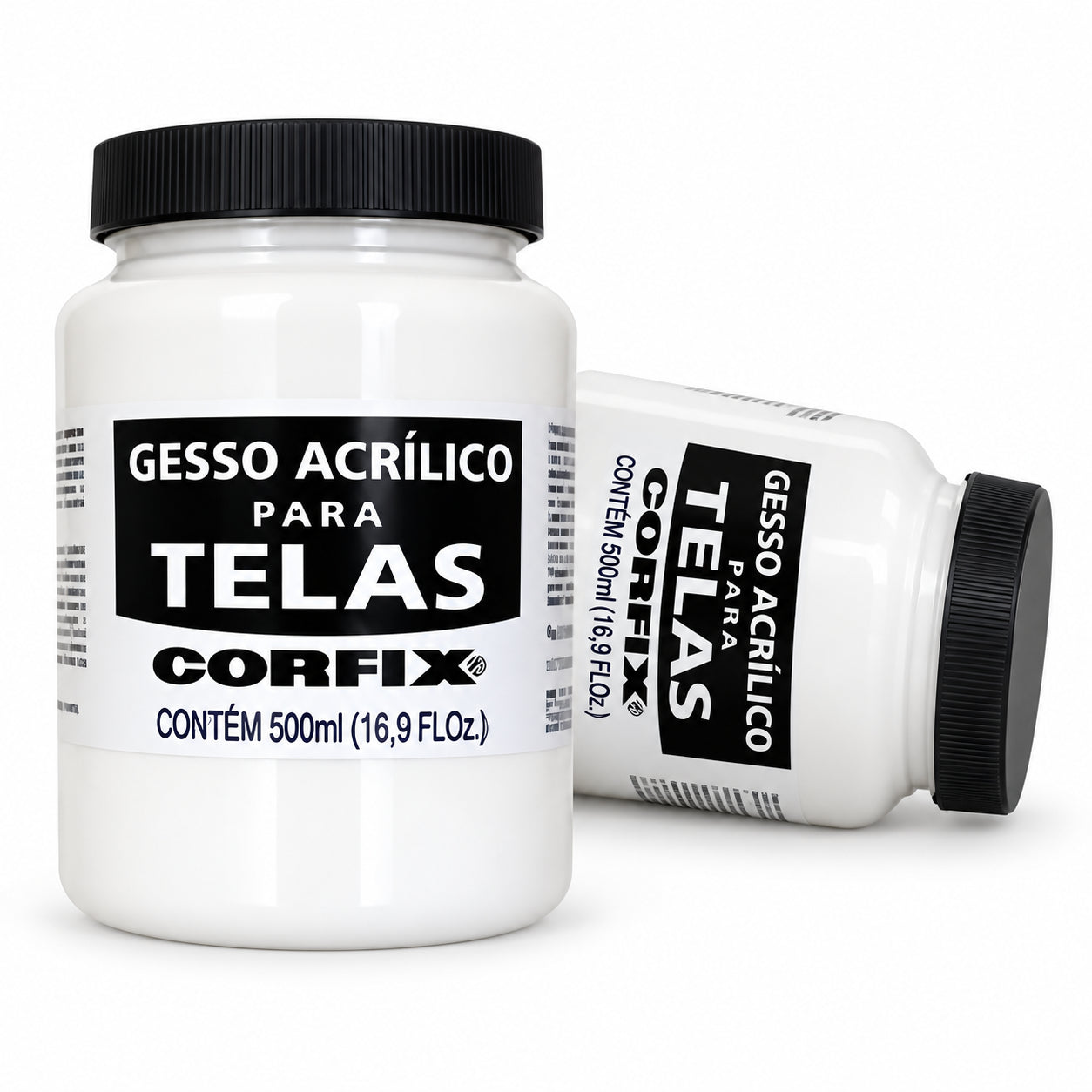 Kit 2 Gessos Acrílicos Corfix 500ml para Preparo de Tela