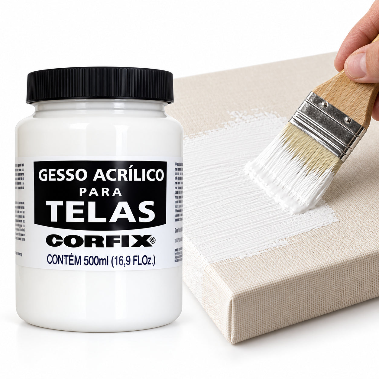 Kit 2 Gessos Acrílicos Corfix 500ml para Preparo de Tela