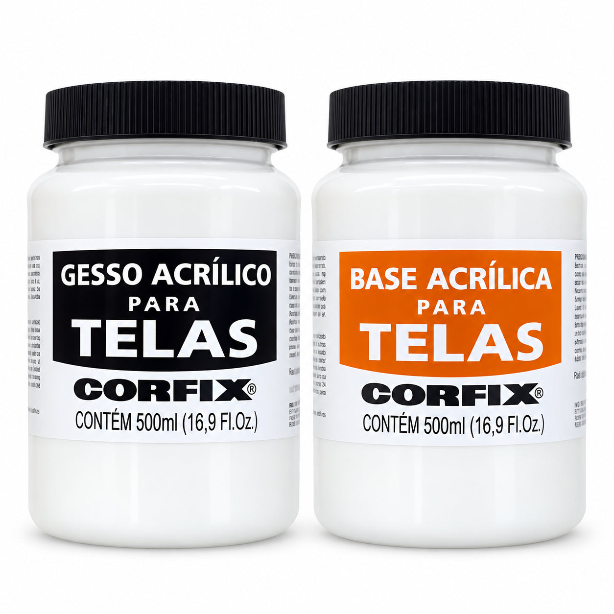 Kit Preparo de Tela Corfix Base Acrílica 500ml + Gesso Acrílico 500ml