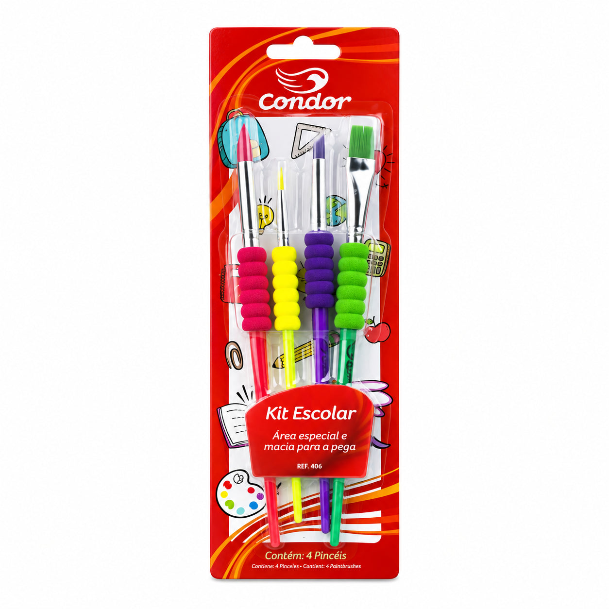 Kit Pintura Escolar Canson A3 Guache Acrilex 4 Pincéis e Godê Condor