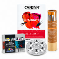 Kit Pintura Acrílica Corfix 6 Cores Canson A4 290g 12 Pincéis e Godê