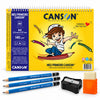 Kit Desenho Artístico Canson A4 3 Lápis Staedtler Apontador e Borracha