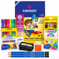 Kit Desenho e Colorir Canson A3 12 Lápis de Cor e 12 Canetinhas