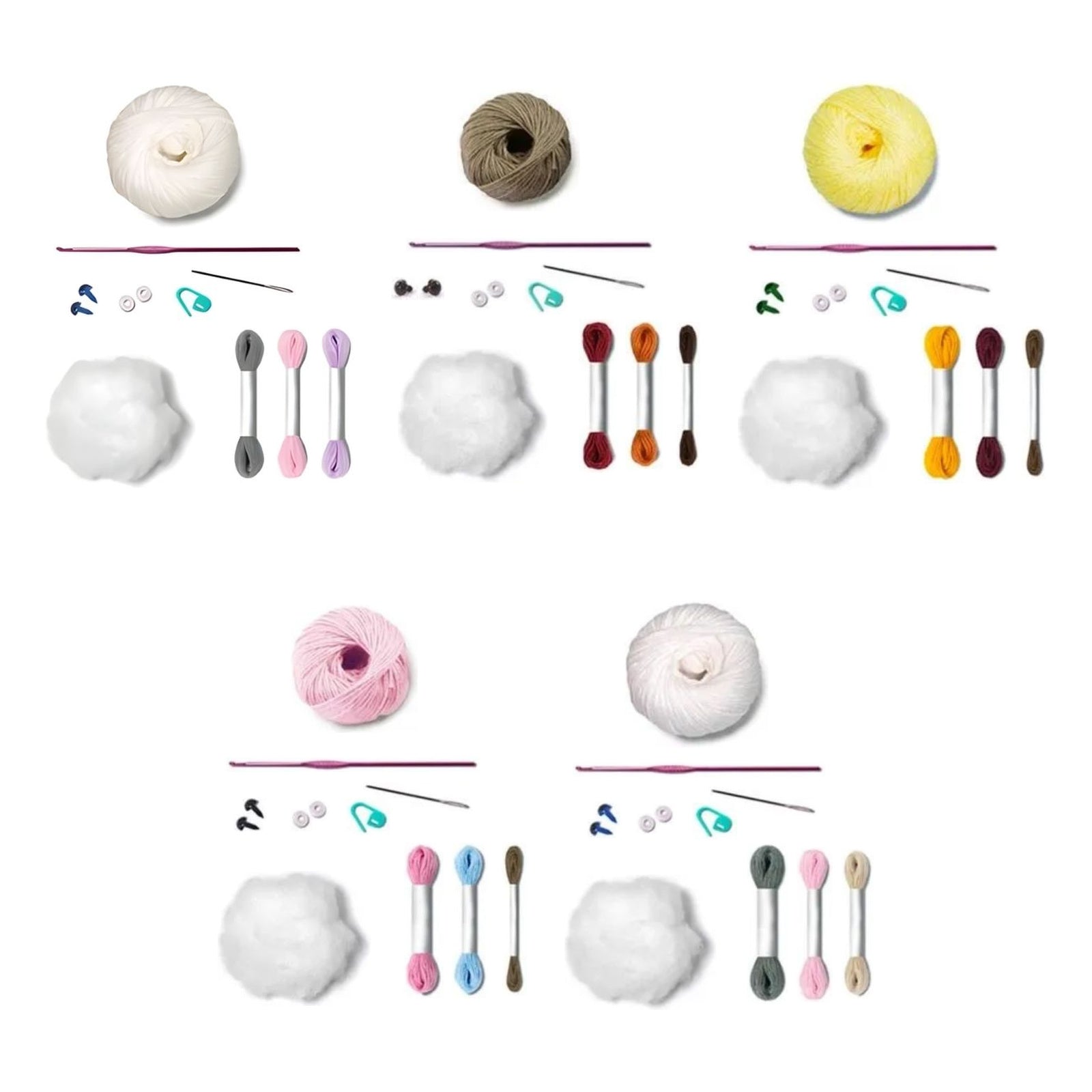 Kit 5 Amigurumis Fazendinha Iniciante Crochê Círculo