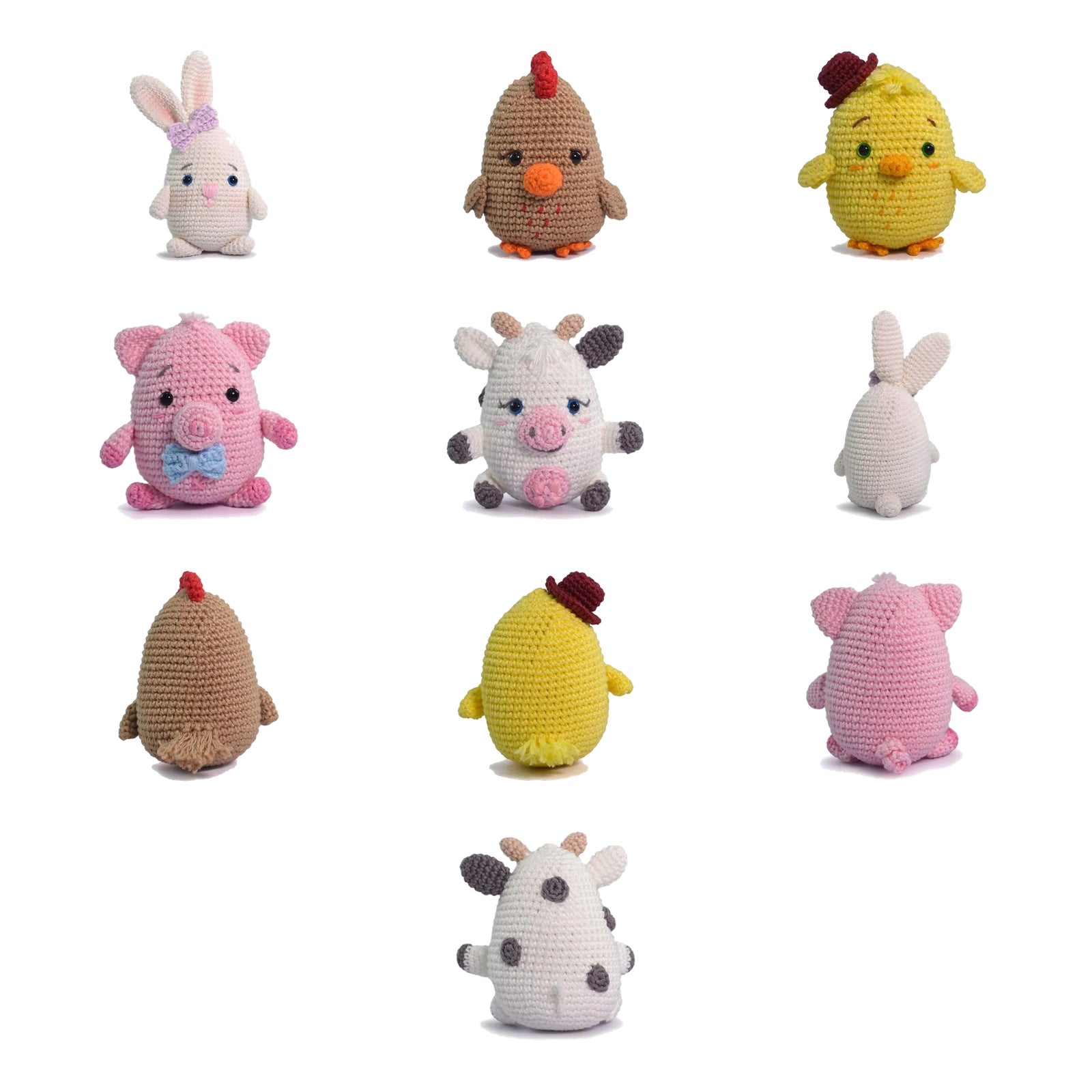 Kit 5 Amigurumis Fazendinha Iniciante Crochê Círculo
