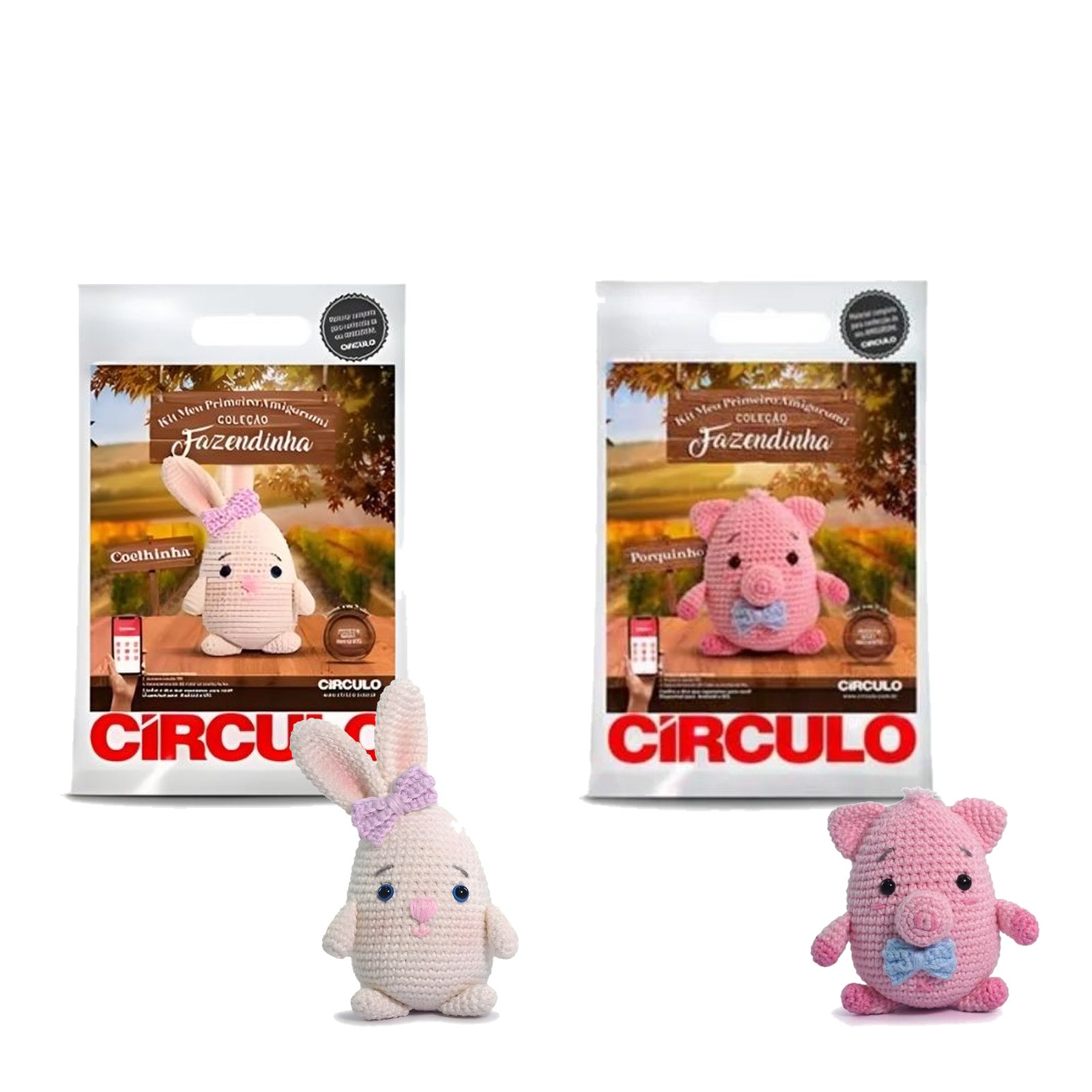 Kit Amigurumi Coelinha Porquinho Fazendinha Círculo