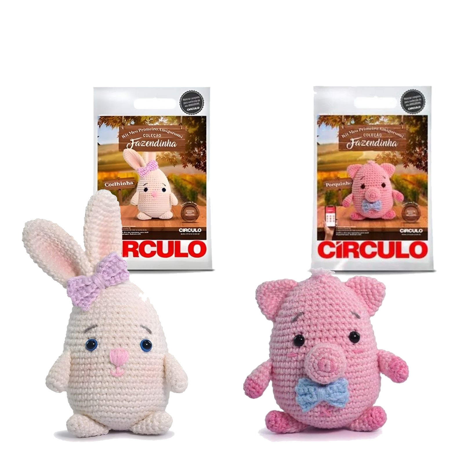 Kit Amigurumi Coelinha Porquinho Fazendinha Círculo