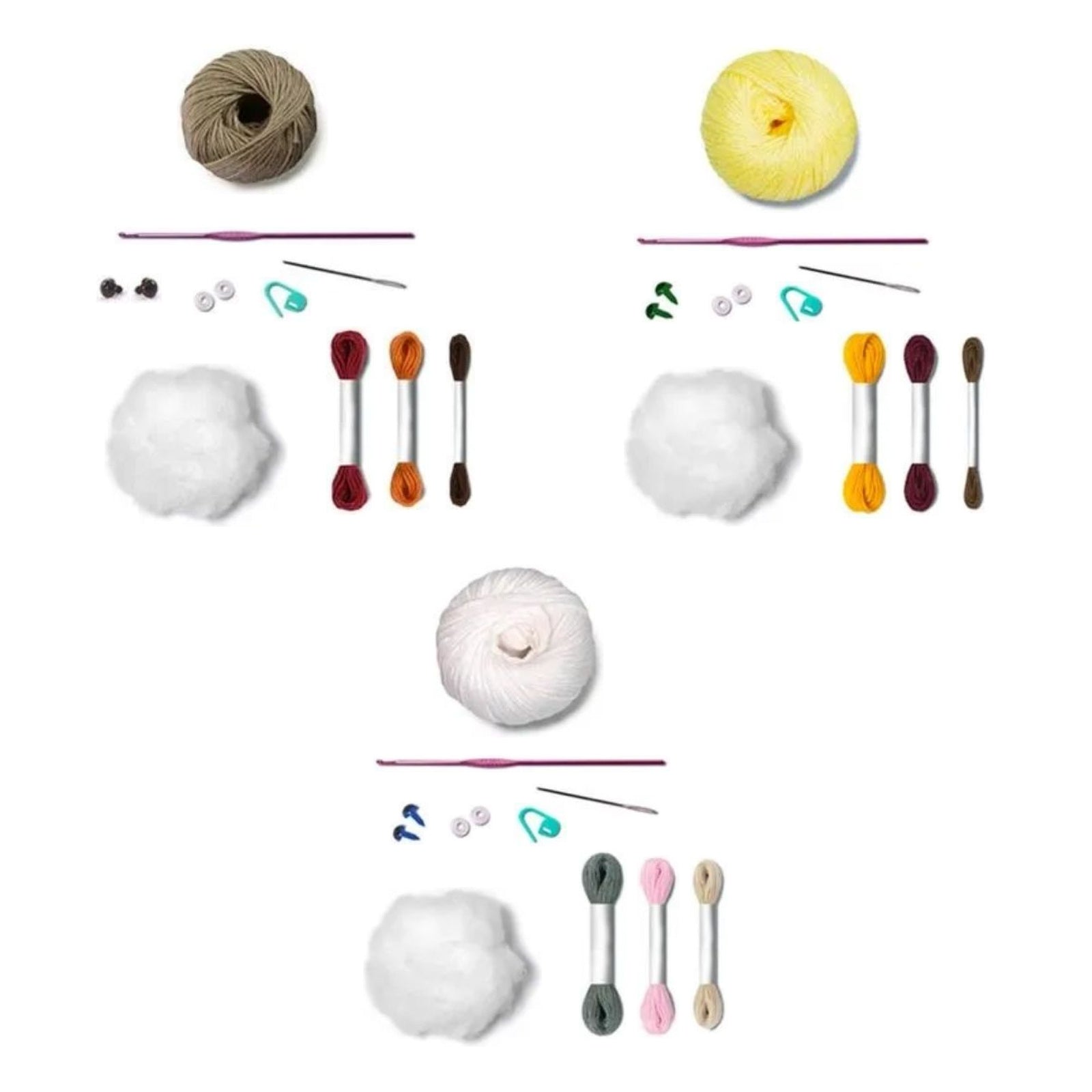 Kit 3 Amigurumis Galinha Pintinho Vaquinha Círculo