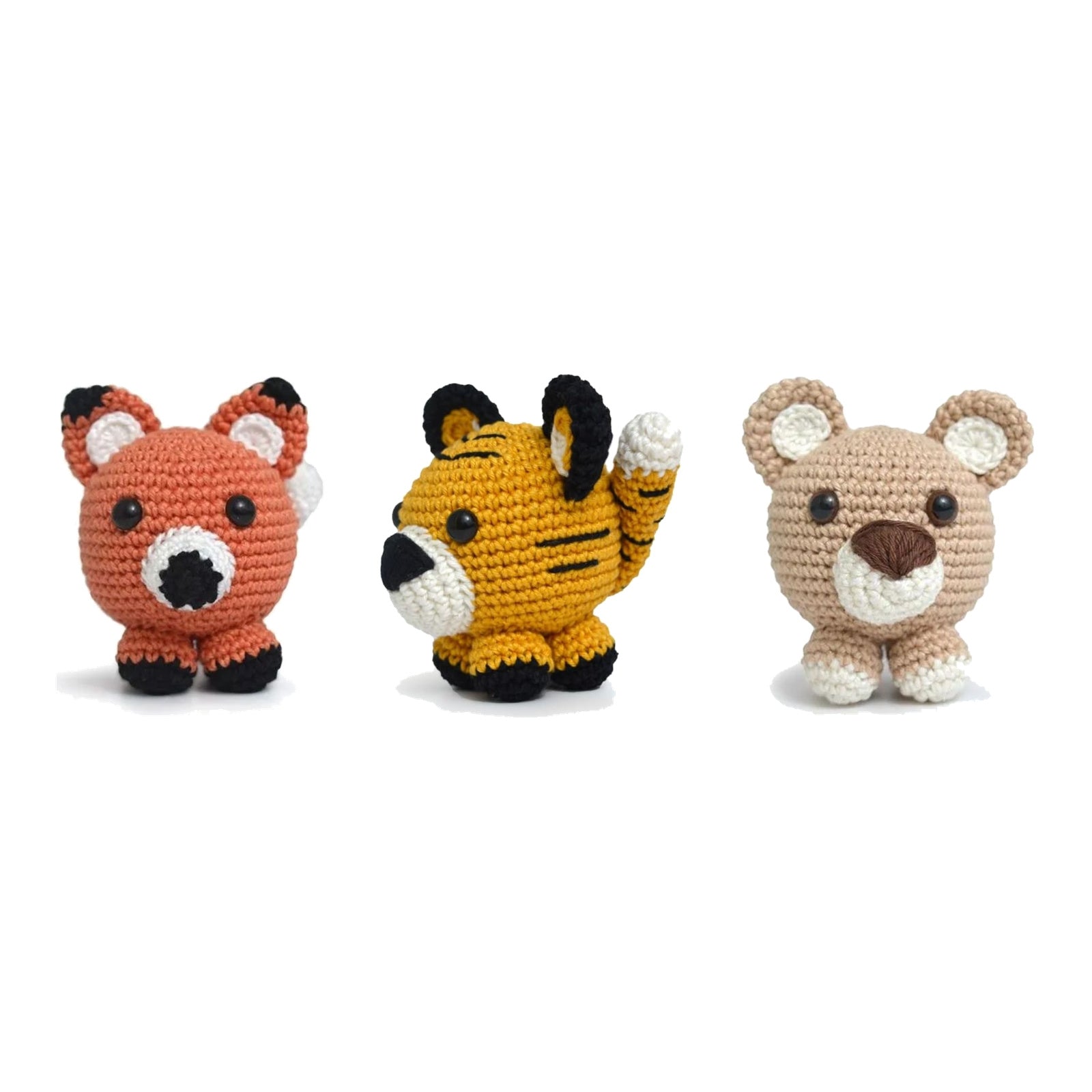 Kit 3 Amigurumis Raposa Tigre Urso Bicho Bola Círculo