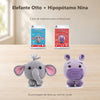 Kit 2 Amigurumis Elefante Otto Hipopótamo Nina Círculo