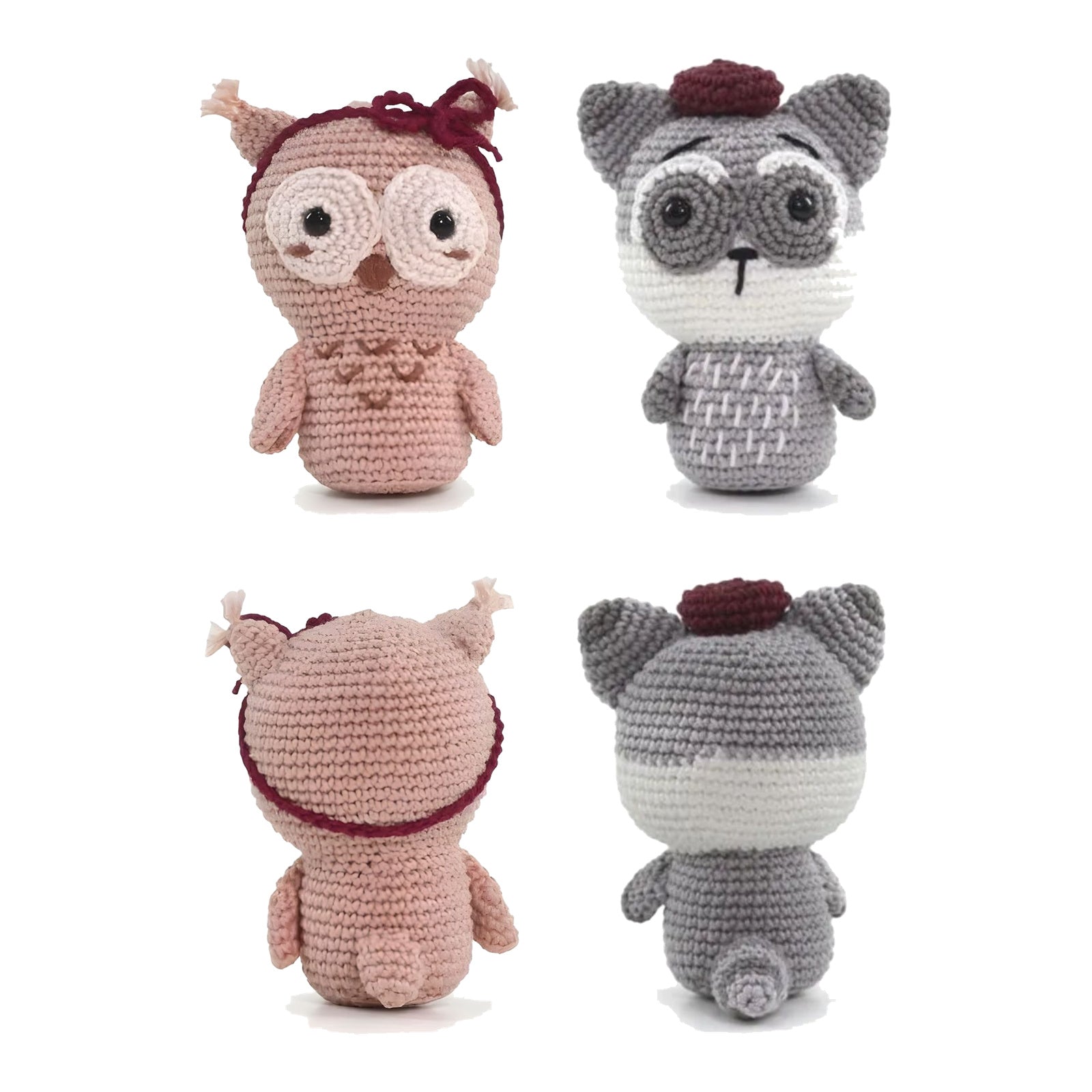 Kit Amigurumi Coruja Guaxinim Iniciante Crochê Círculo