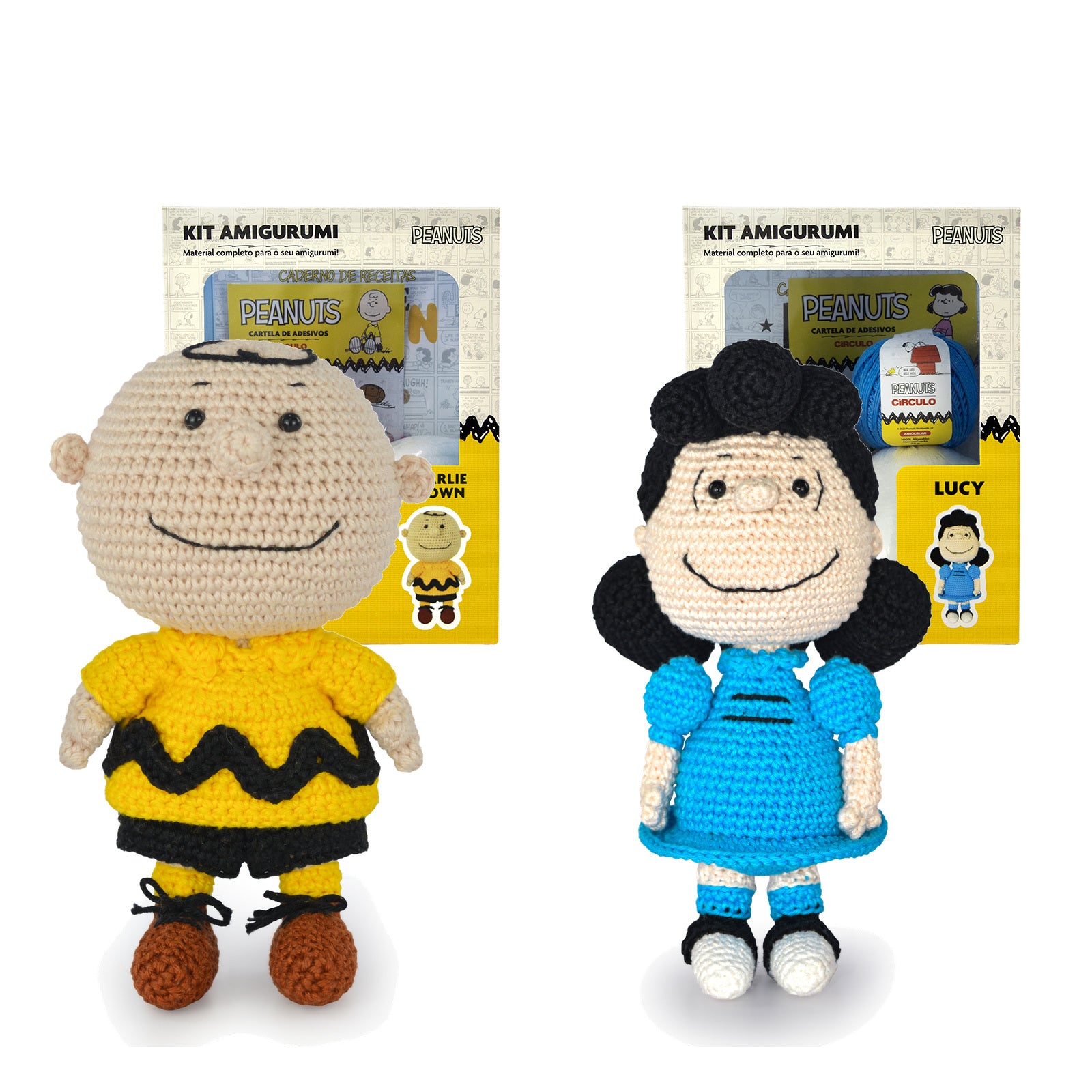 Kit 2 Amigurumis Charlie Brown Lucy Peanuts Círculo