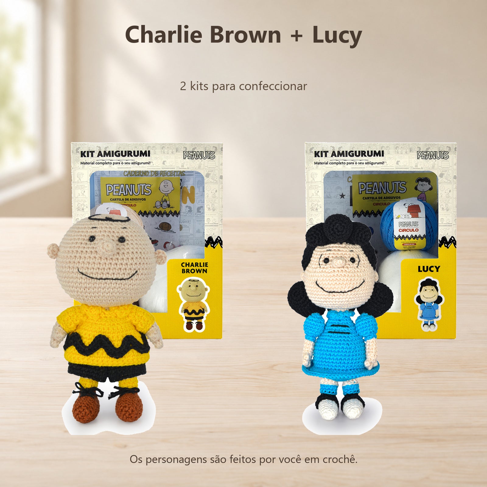 Kit 2 Amigurumis Charlie Brown Lucy Peanuts Círculo