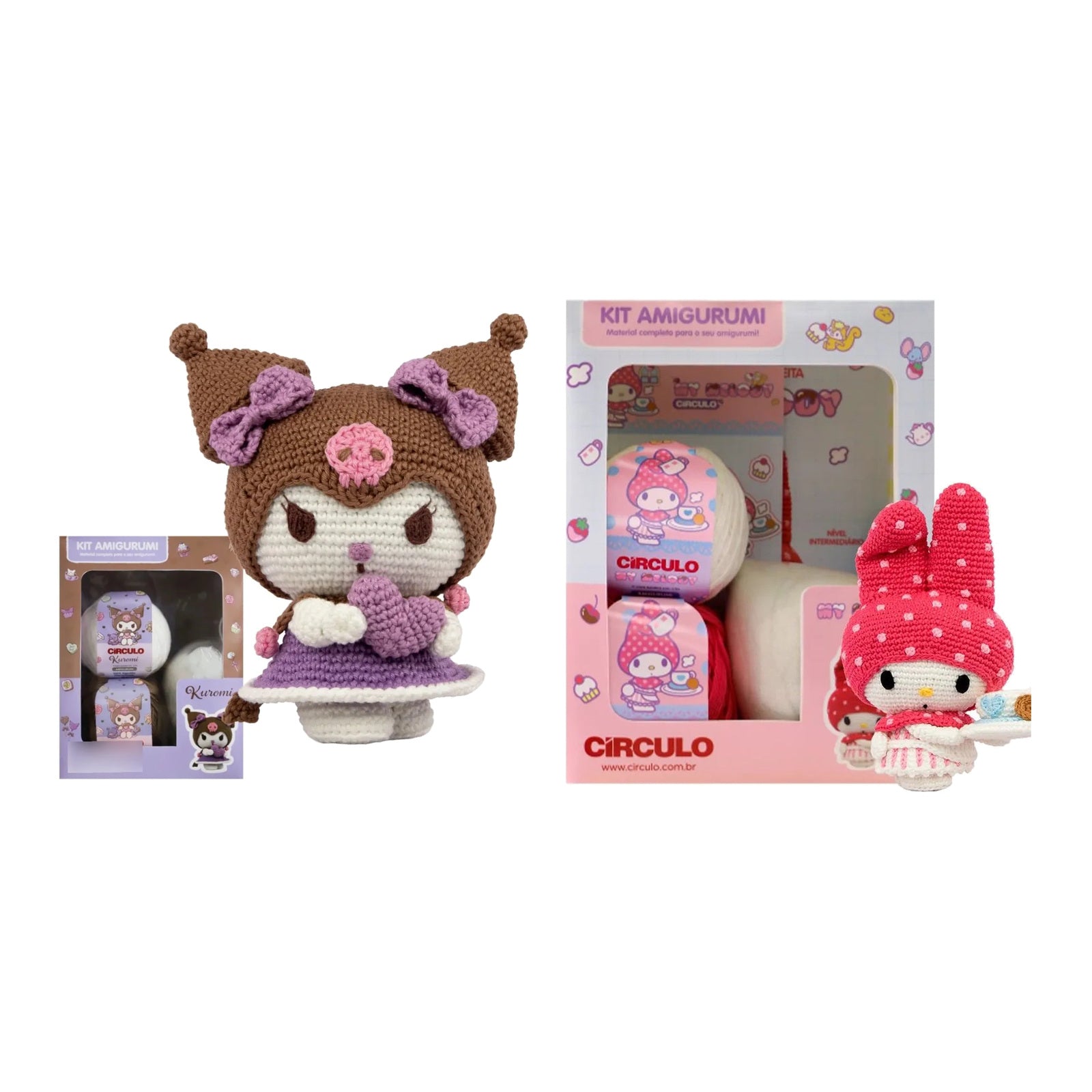 Kit 2 Amigurumis Kuromi My Melody Sanrio Círculo