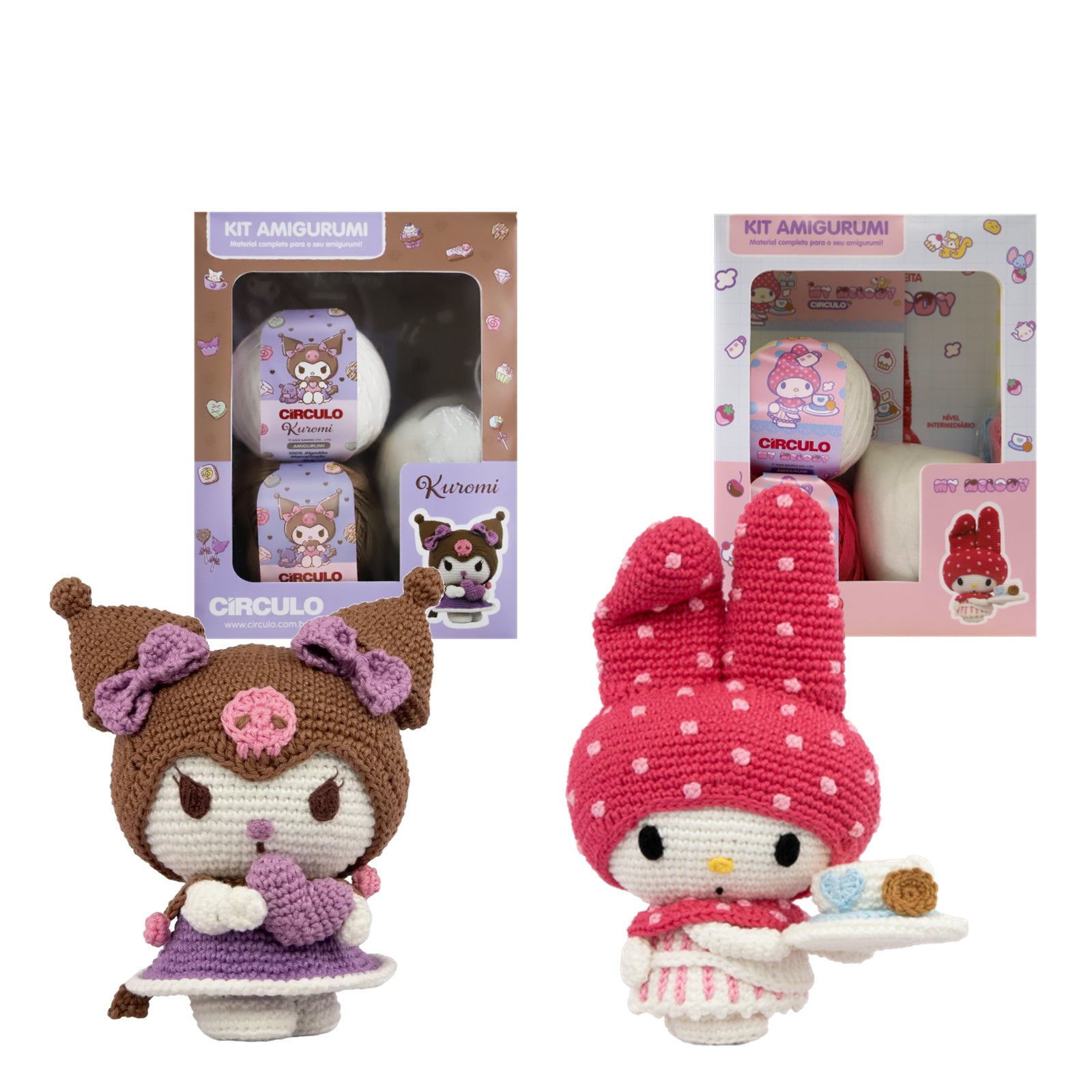 Kit 2 Amigurumis Kuromi My Melody Sanrio Círculo