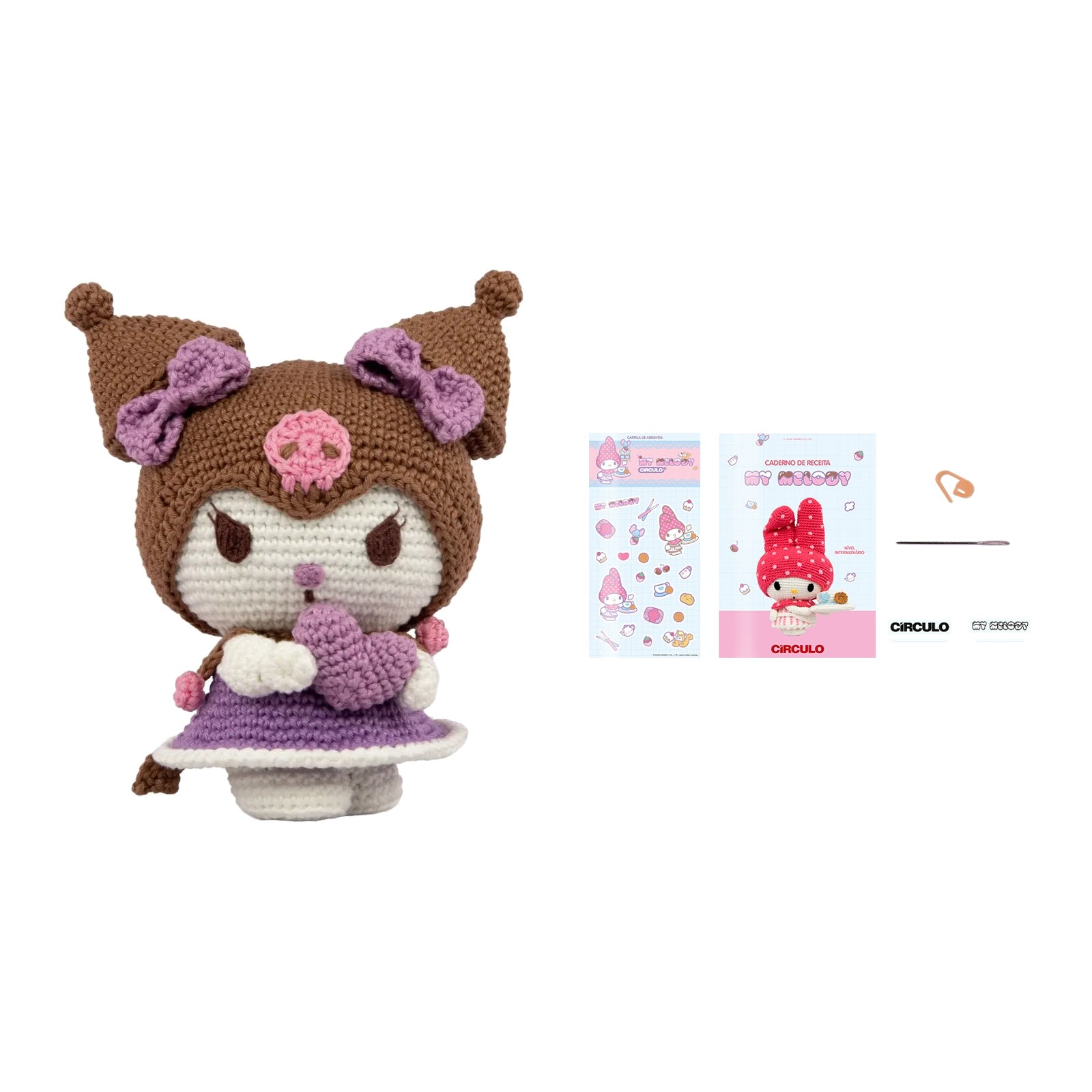 Kit 2 Amigurumis Kuromi My Melody Sanrio Círculo