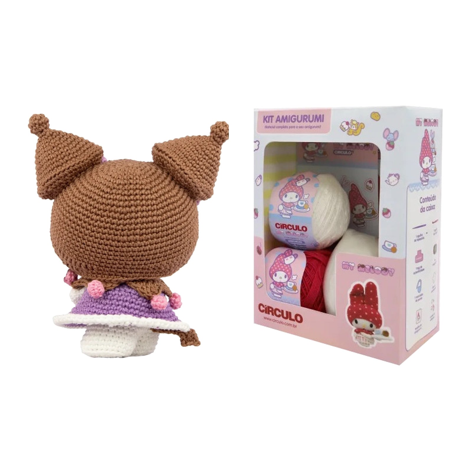 Kit 2 Amigurumis Kuromi My Melody Sanrio Círculo