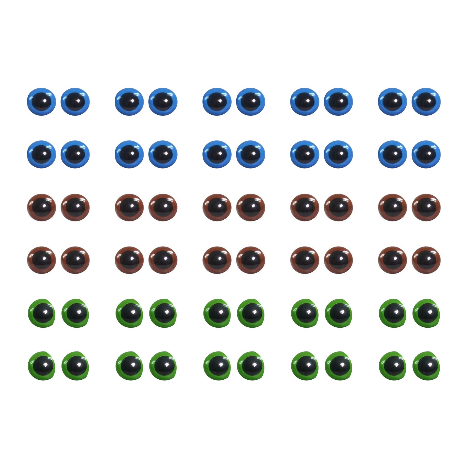 Kit 30 Pares de Olhos Amigurumi 12mm em 3 Cores com Trava