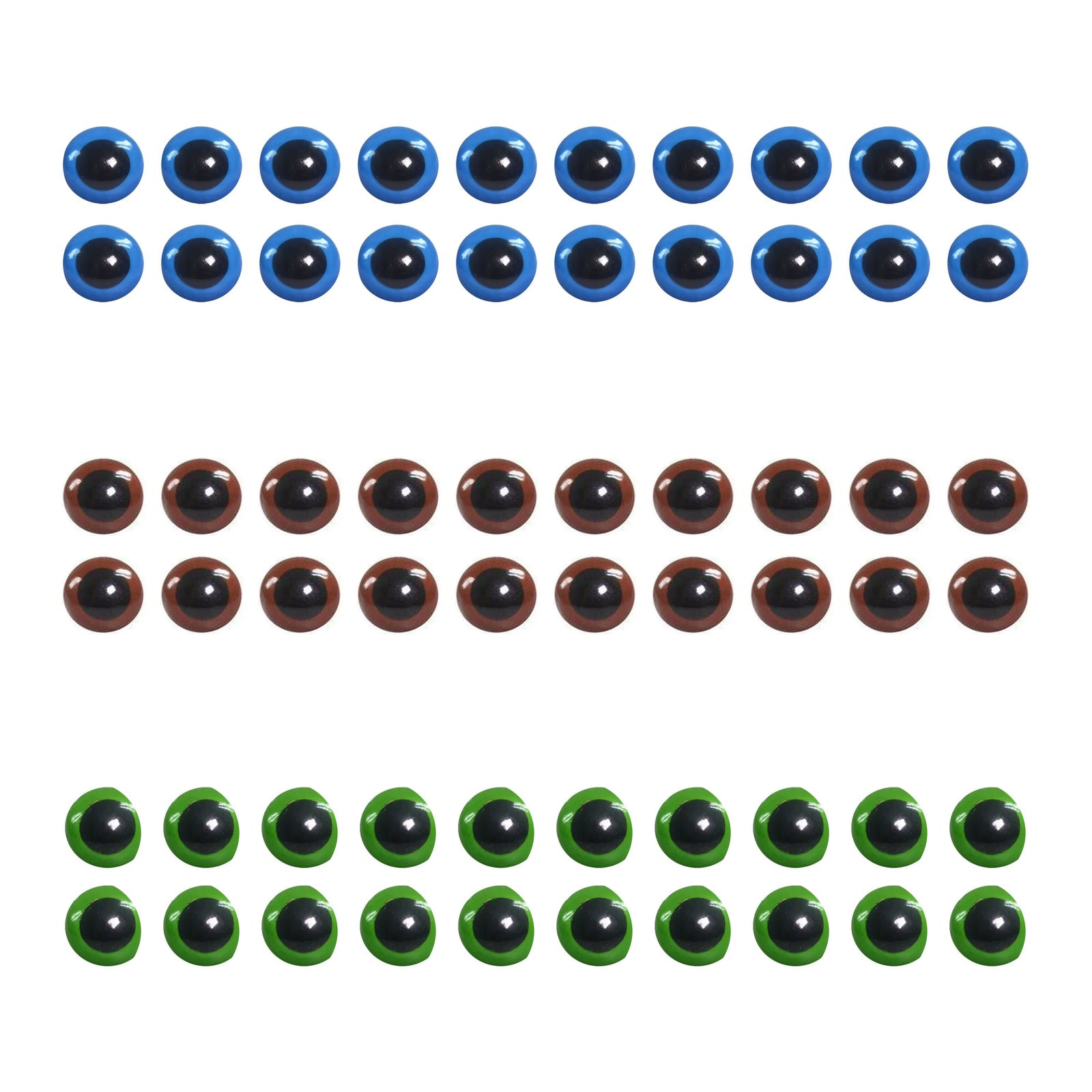 Kit 30 Pares de Olhos Amigurumi 12mm em 3 Cores com Trava