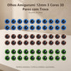Kit 30 Pares de Olhos Amigurumi 12mm em 3 Cores com Trava