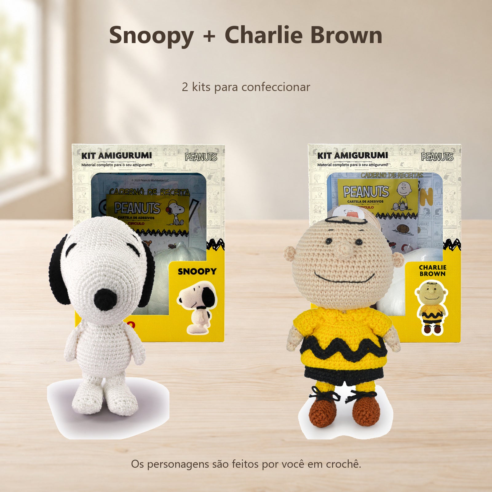 Kit 2 Amigurumis Snoopy Charlie Brown Peanuts Círculo