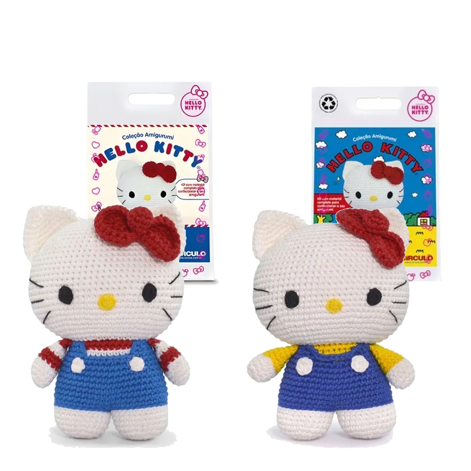 Kit 2 Hello Kitty Amigurumi Listrada Jardineira Azul
