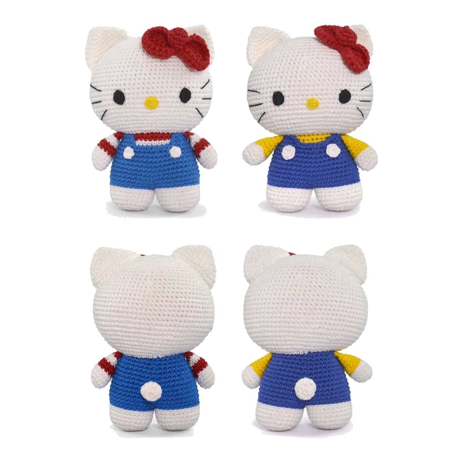Kit 2 Hello Kitty Amigurumi Listrada Jardineira Azul