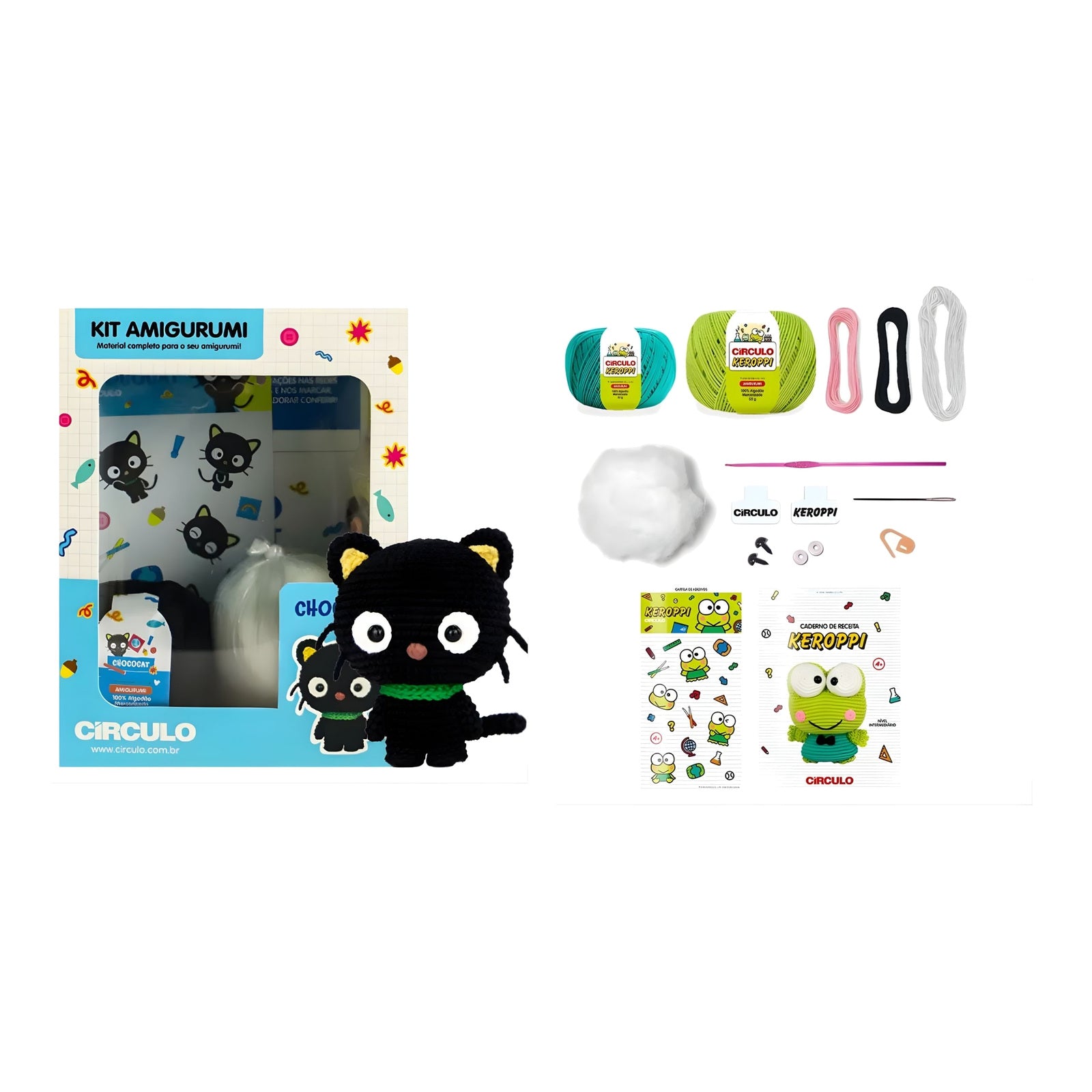 Kit 2 Amigurumis Chococat Keroppi Sanrio Círculo