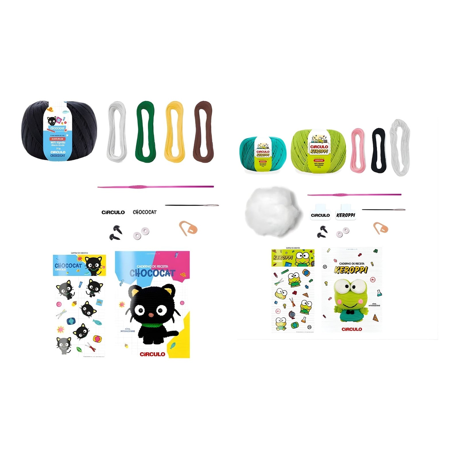 Kit 2 Amigurumis Chococat Keroppi Sanrio Círculo