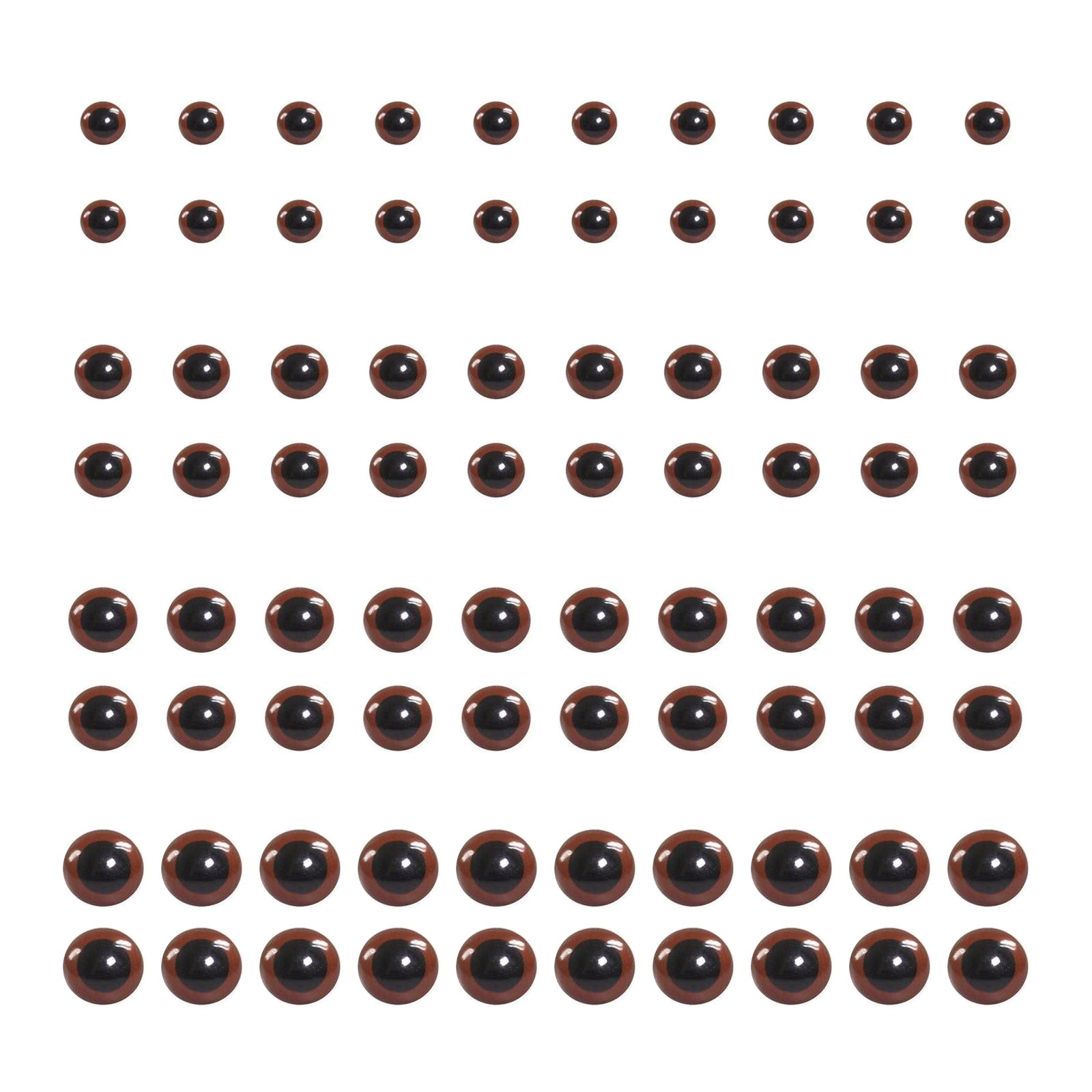 Kit 40 Pares de Olhos Amigurumi Castanhos 8, 10, 12 e 14mm